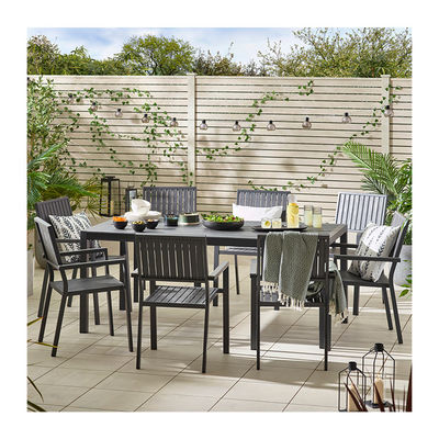 Set de comedor para patio de la villa AJUNION 8 asientos Mesa y sillas al aire libre con marco de aluminio