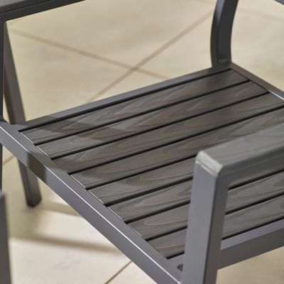 Set de comedor para patio de la villa AJUNION 8 asientos Mesa y sillas al aire libre con marco de aluminio