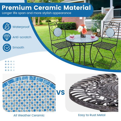 Mejorar su decoración exterior con AJUNION Todo el tiempo Bistro Set tamaño de mesa Dia24 "x H28