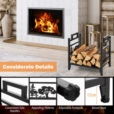 Estante de leña de metal duradero para almacenamiento de troncos de chimenea decorativa W33 x D45 x H44cm