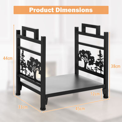 Estante de leña de metal duradero para almacenamiento de troncos de chimenea decorativa W33 x D45 x H44cm