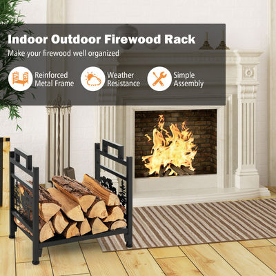 Estante de leña de metal duradero para almacenamiento de troncos de chimenea decorativa W33 x D45 x H44cm