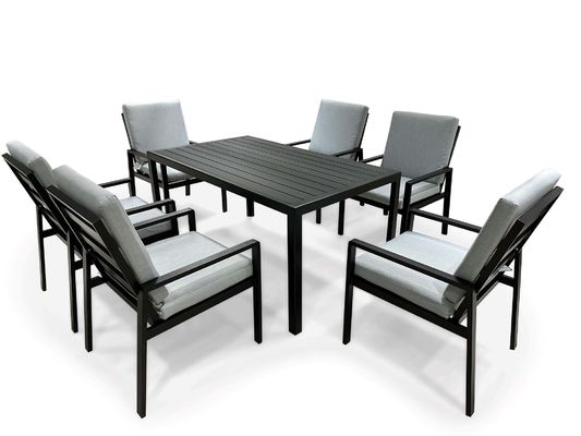 Mesa de comedor L150xW90xH73cm con mesa de HDPE y marco de metal
