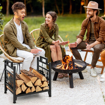 Estante de leña de metal duradero para almacenamiento de troncos de chimenea decorativa W33 x D45 x H44cm