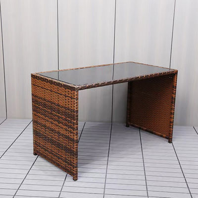 Conjunto de jardín de ahorro de espacio de plástico moderno de mesa y silla de esquina de ratán para patio del patio