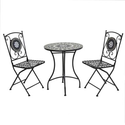 Balcón de jardín de hierro resistente Bistro Set con estilo de diseño moderno y revestimiento de azulejos de cerámica