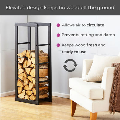 Estante de almacenamiento de leña de acero resistente para interiores y exteriores tamaño grande W40x D25 x H150cm