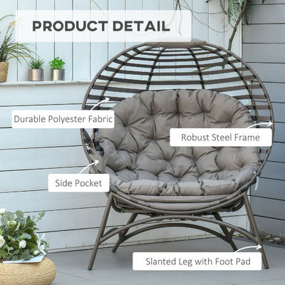 Actualice su patio con AJUNION 2 asientos silla de huevo plegable marco de acero diseño moderno
