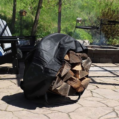 Estante para leña interior y exterior AJUNION Soportador de troncos redondos 3.72kg Acero recubierto en polvo