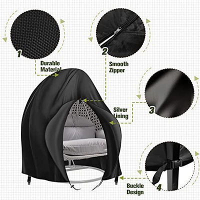 Patio exterior de color natural impermeable de trabajo pesado 600D silla de oscilación doble colgante grande protector contra el polvo