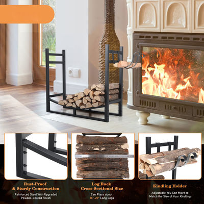 30 pulgadas de carga pesada de leña de leña Power Coated Steel Log Holder para la decoración de la chimenea