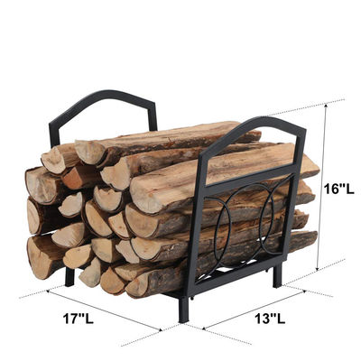 17"L x 13"W x 16"H pequeño porta leña de acero exterior chimenea de almacenamiento de madera