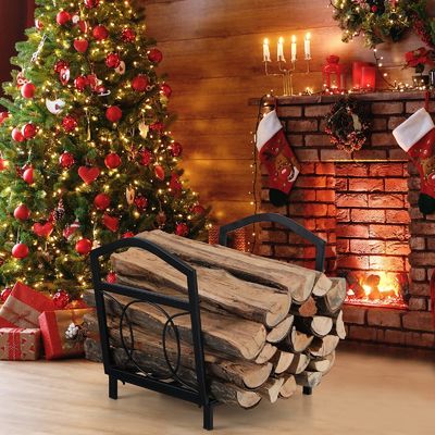 17"L x 13"W x 16"H pequeño porta leña de acero exterior chimenea de almacenamiento de madera