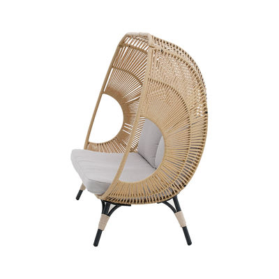 Confortable silla de huevo de pie de doble asiento al aire libre en rattan PE y marco de acero