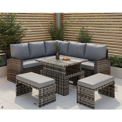 Mejora tu patio con muebles de jardín AJUNION Sofá de rotín y mesa ajustable
