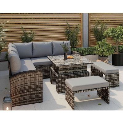 Mejora tu patio con muebles de jardín AJUNION Sofá de rotín y mesa ajustable