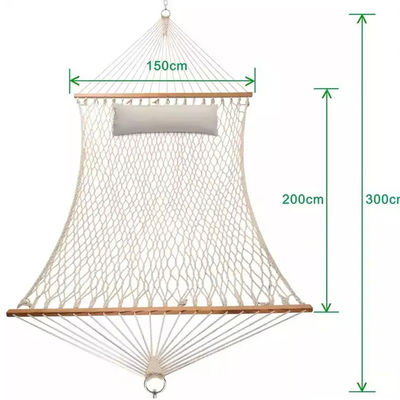 Acogedora cama de hamaca portátil plegable con malla de cuerda de algodón para acampar en jardines interiores al aire libre