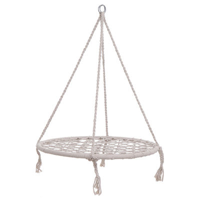 Silla de swing de metal para acampar en jardines interiores con cuerda de algodón y diseño plegable