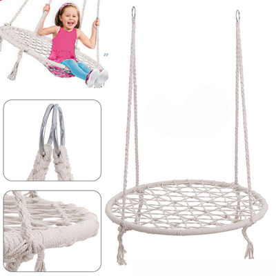 Silla de swing de metal para acampar en jardines interiores con cuerda de algodón y diseño plegable