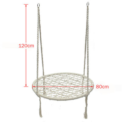 Silla de swing de metal para acampar en jardines interiores con cuerda de algodón y diseño plegable