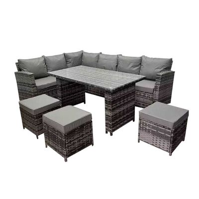 AJUNION 9 piezas de Rattan Jardín Set de comedor Muebles de exterior de Wicker Rattan Set de sofá de exterior