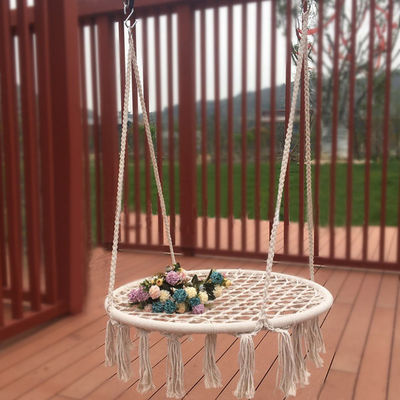 Silla de swing de metal para acampar en jardines interiores con cuerda de algodón y diseño plegable