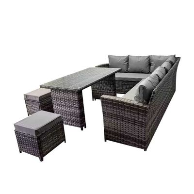 AJUNION 9 piezas de Rattan Jardín Set de comedor Muebles de exterior de Wicker Rattan Set de sofá de exterior