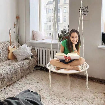 Silla de swing de metal para acampar en jardines interiores con cuerda de algodón y diseño plegable
