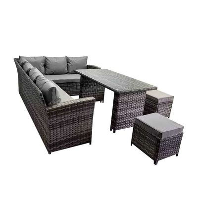 AJUNION 9 piezas de Rattan Jardín Set de comedor Muebles de exterior de Wicker Rattan Set de sofá de exterior