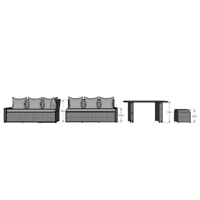 AJUNION 9 piezas de Rattan Jardín Set de comedor Muebles de exterior de Wicker Rattan Set de sofá de exterior