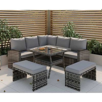 Ratan PE Todo el tiempo Muebles de jardín Conjunto De Ocio En Esquina Sofá Salón Conjunto