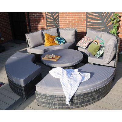 Mesa de comedor ajustable wicker sofá tejido conjunto para muebles de cama al aire libre por AJUNION