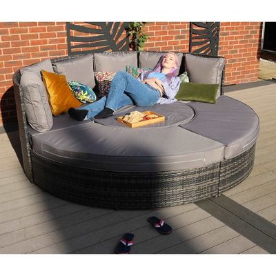 Mesa de comedor ajustable wicker sofá tejido conjunto para muebles de cama al aire libre por AJUNION