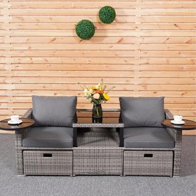 Sofá salón del patio trasero del jardín Confeccionado con Ratan de Vibración PE en Varios Diseños Seccionales