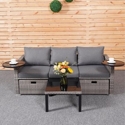 Sofá salón del patio trasero del jardín Confeccionado con Ratan de Vibración PE en Varios Diseños Seccionales