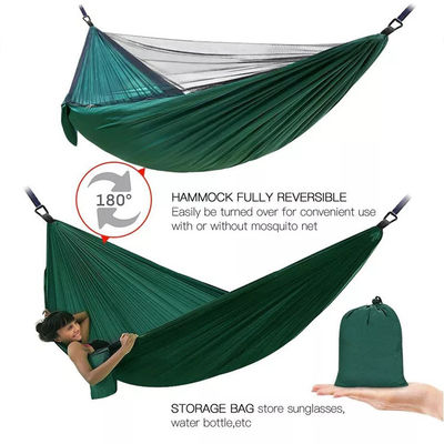 Jardín al aire libre Camping de nylon verde ligero Paracaídas hamaca con mosquiteros
