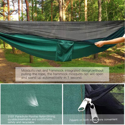 Jardín al aire libre Camping de nylon verde ligero Paracaídas hamaca con mosquiteros