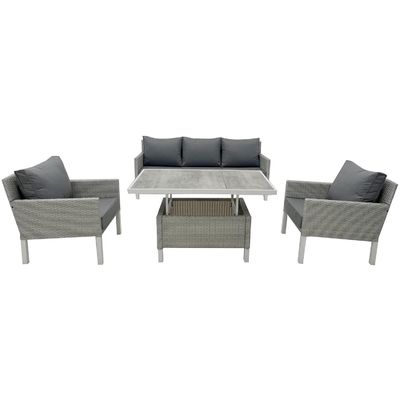 Muebles de ratan de estilo moderno de 4 piezas de salón con L193xW71xH77cm Sofa tamaño