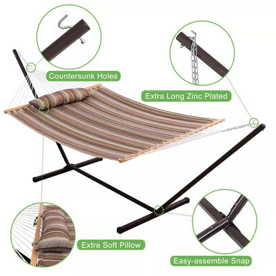 Campiñadas al aire libre hamacas de algodón dobles plegables ligeras portátiles con soporte de metal