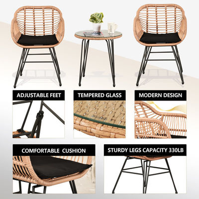 AJUNION 2 Muebles de patio exterior con asientos Bistro Conjunto D23.62'xW21.26'xH31.5'