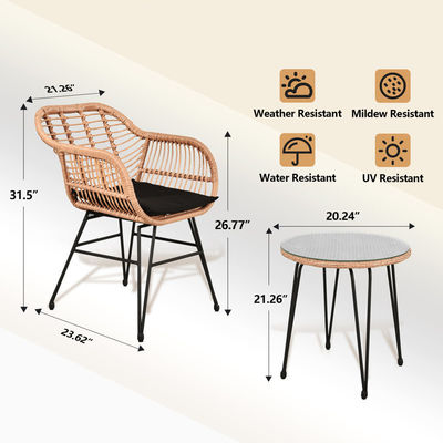 AJUNION 2 Muebles de patio exterior con asientos Bistro Conjunto D23.62'xW21.26'xH31.5'