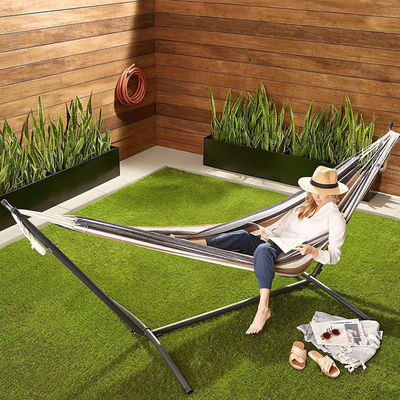 Inicio Jardín al aire libre Acampada Portátil Ligero Doble Plegable Hamacas de algodón doble con soporte de metal