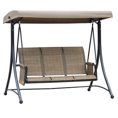 Silla de salón colgante marrón con toldo ajustable