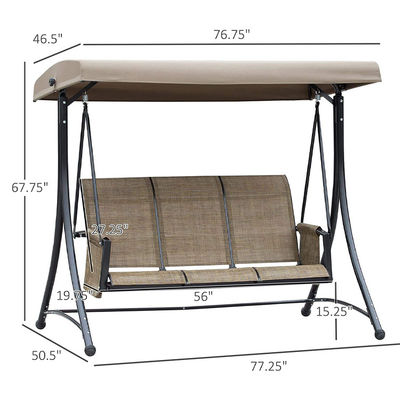 Silla de salón colgante marrón con toldo ajustable