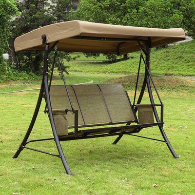 Silla de salón colgante marrón con toldo ajustable