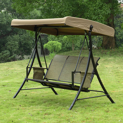 Silla de salón colgante marrón con toldo ajustable