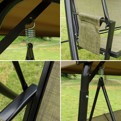 Silla de salón colgante marrón con toldo ajustable