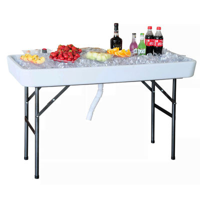 Tabla plegable portátil para fiestas Hotel Camping Plaza HDPE Plástico de metal refrigerador de hielo