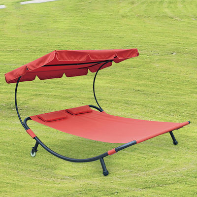 Granja de jardín al aire libre cama de sol doble con dosel y ruedas Disfrute del sol con comodidad