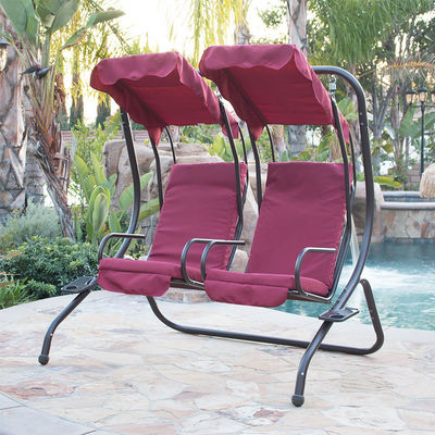 Silla colgante de metal doble de 2 asientos con toldo Disfruta del aire libre con comodidad